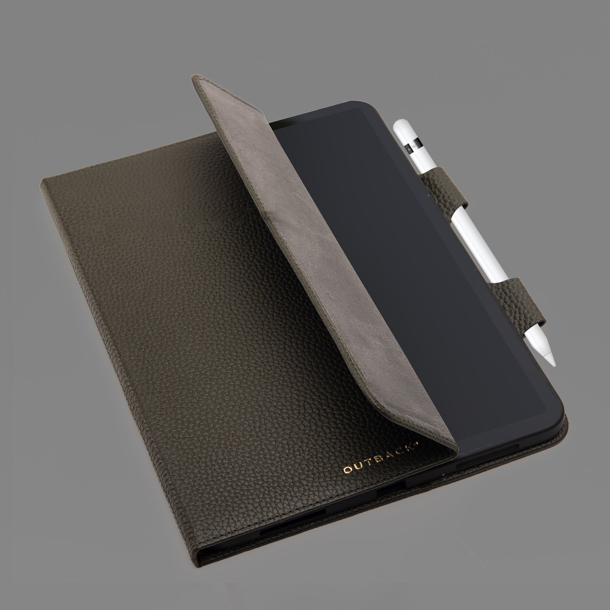 A stylish iPad Leather Case made from premium full grain leather, showcasing its elegant design and functionality.