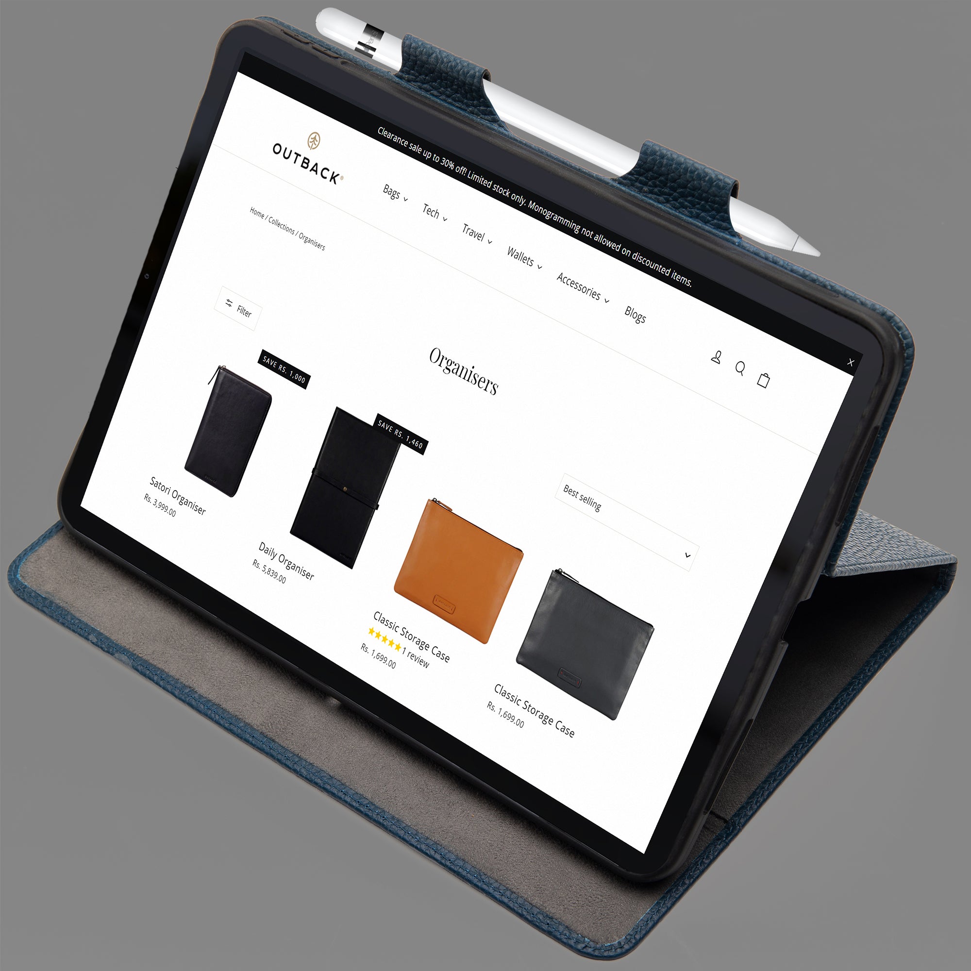 Elegant iPad Leather Case made from premium full grain leather, showcasing its luxurious texture and design.