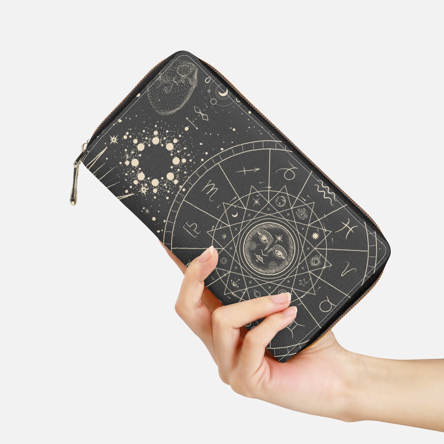 Jacki Easlick Celestial PU Printed Wallet showcasing its stylish design and premium PU leather material.