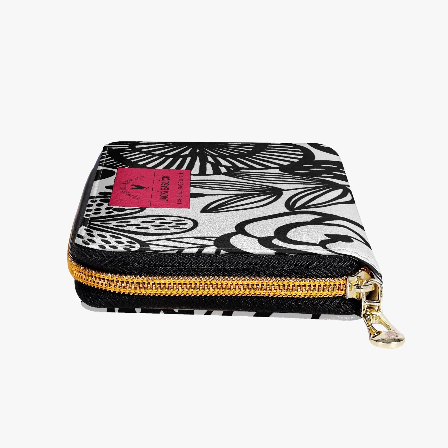 Jacki Easlick Long Type Zipper Wallet made of premium PU leather, featuring a durable zipper closure and multiple compartments for organization.