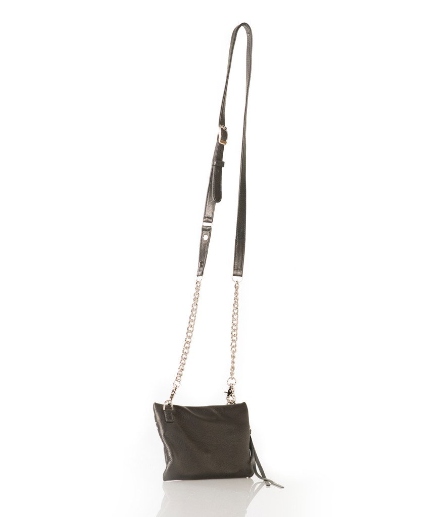 Jacki Easlick Real Python Mini Crossbody bag in natural color with detachable strap and front zip pocket.