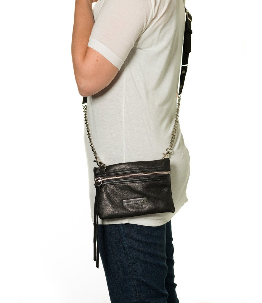 Jacki Easlick Real Python Mini Crossbody bag in natural color with detachable strap and front zip pocket.