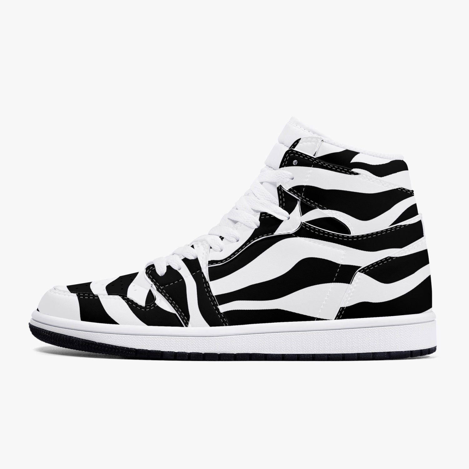 Jacki Easlick Zebra High-Top Leather Sneakers showcasing a stylish zebra print design with a durable leather upper.