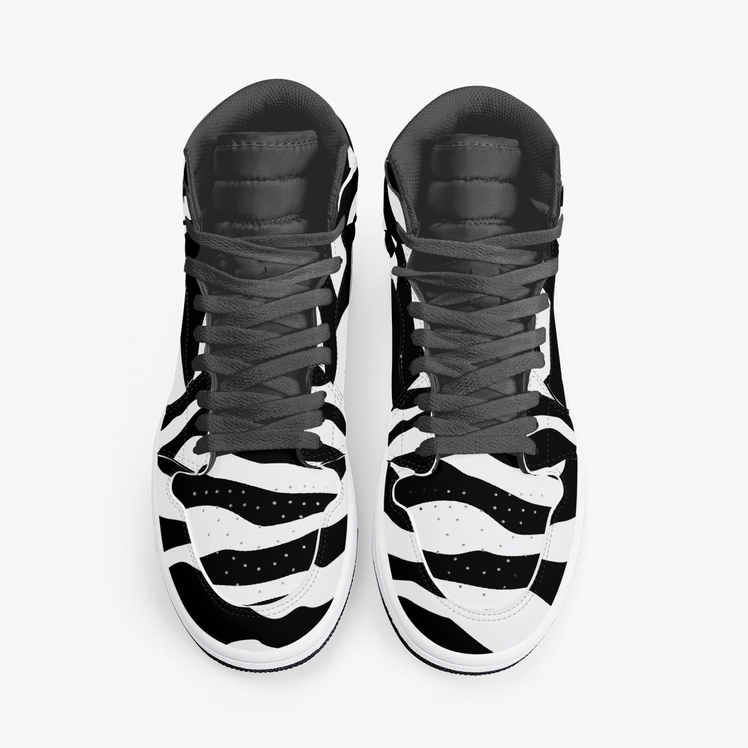 Jacki Easlick Zebra High-Top Leather Sneakers showcasing a stylish zebra print design with a durable leather upper.