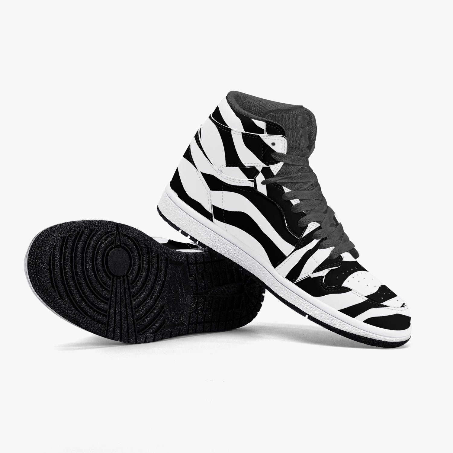 Jacki Easlick Zebra High-Top Leather Sneakers showcasing a stylish zebra print design with a durable leather upper.