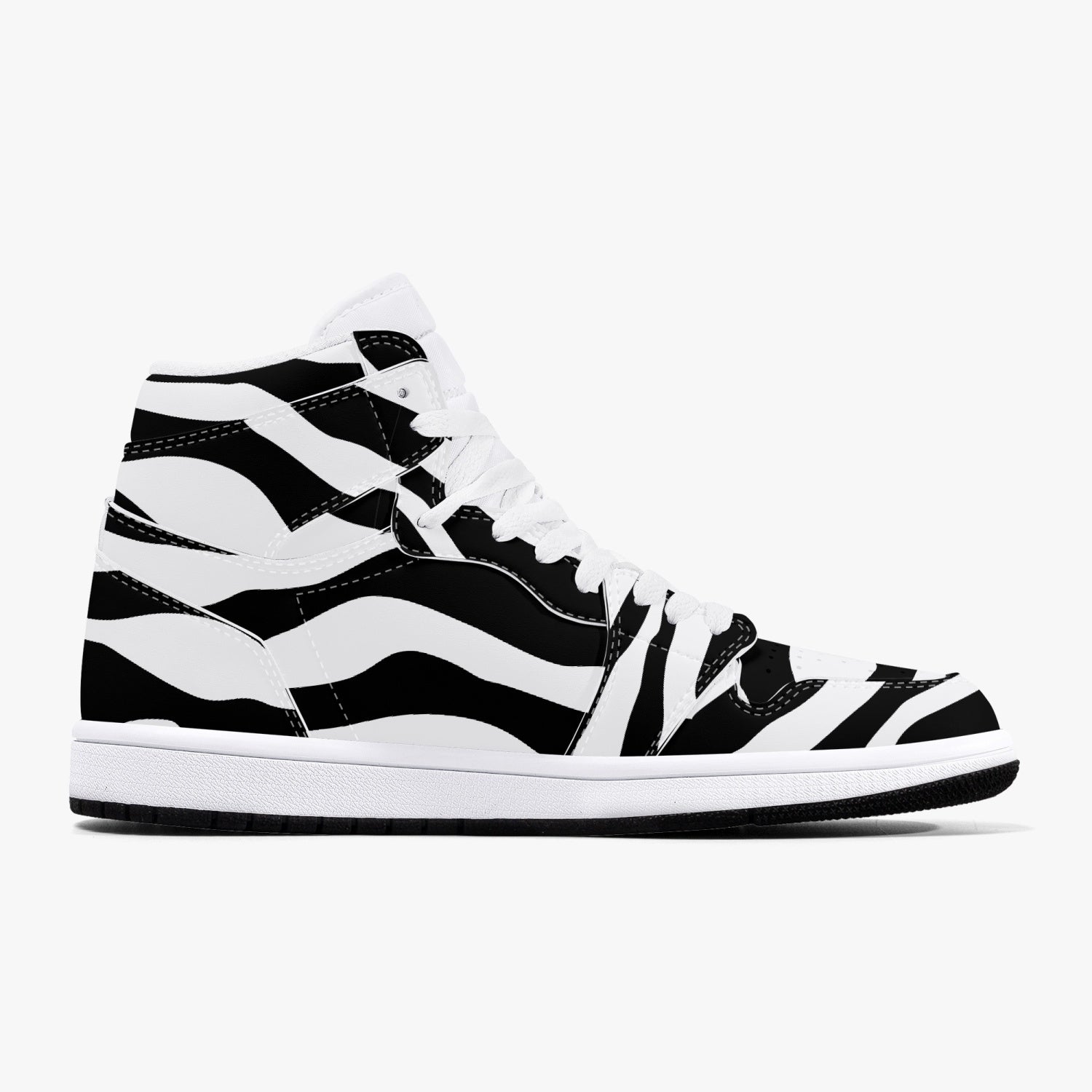 Jacki Easlick Zebra High-Top Leather Sneakers showcasing a stylish zebra print design with a durable leather upper.