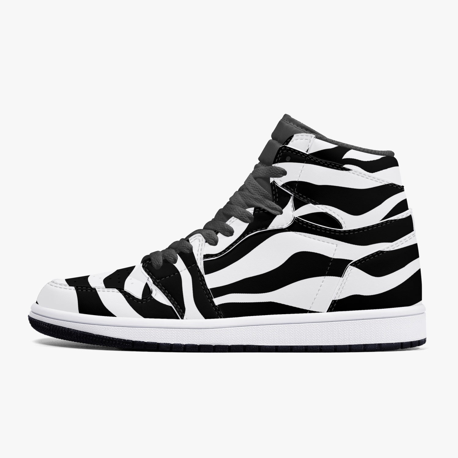 Jacki Easlick Zebra High-Top Leather Sneakers showcasing a stylish zebra print design with a durable leather upper.