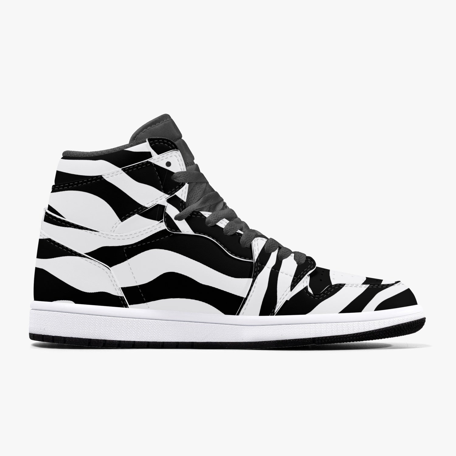 Jacki Easlick Zebra High-Top Leather Sneakers showcasing a stylish zebra print design with a durable leather upper.