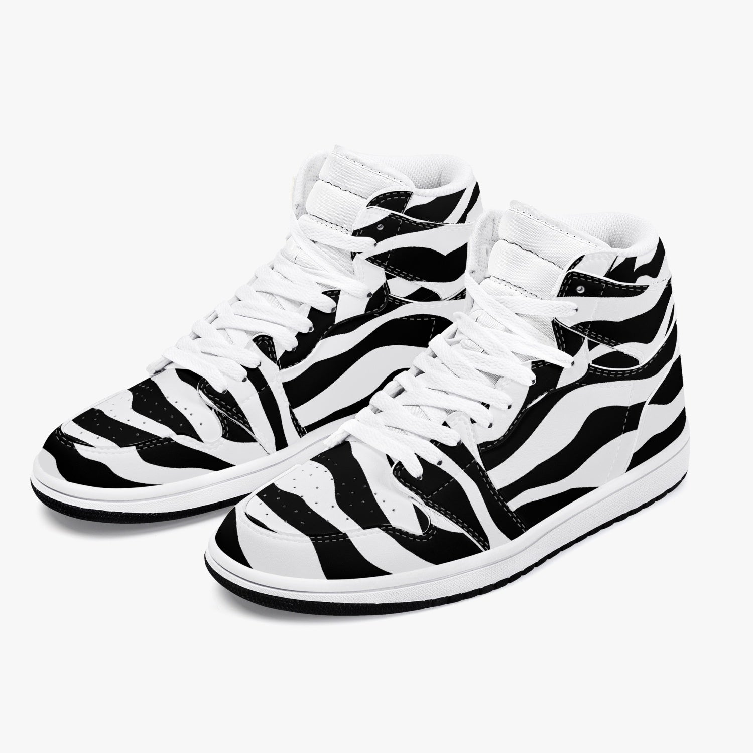 Jacki Easlick Zebra High-Top Leather Sneakers showcasing a stylish zebra print design with a durable leather upper.