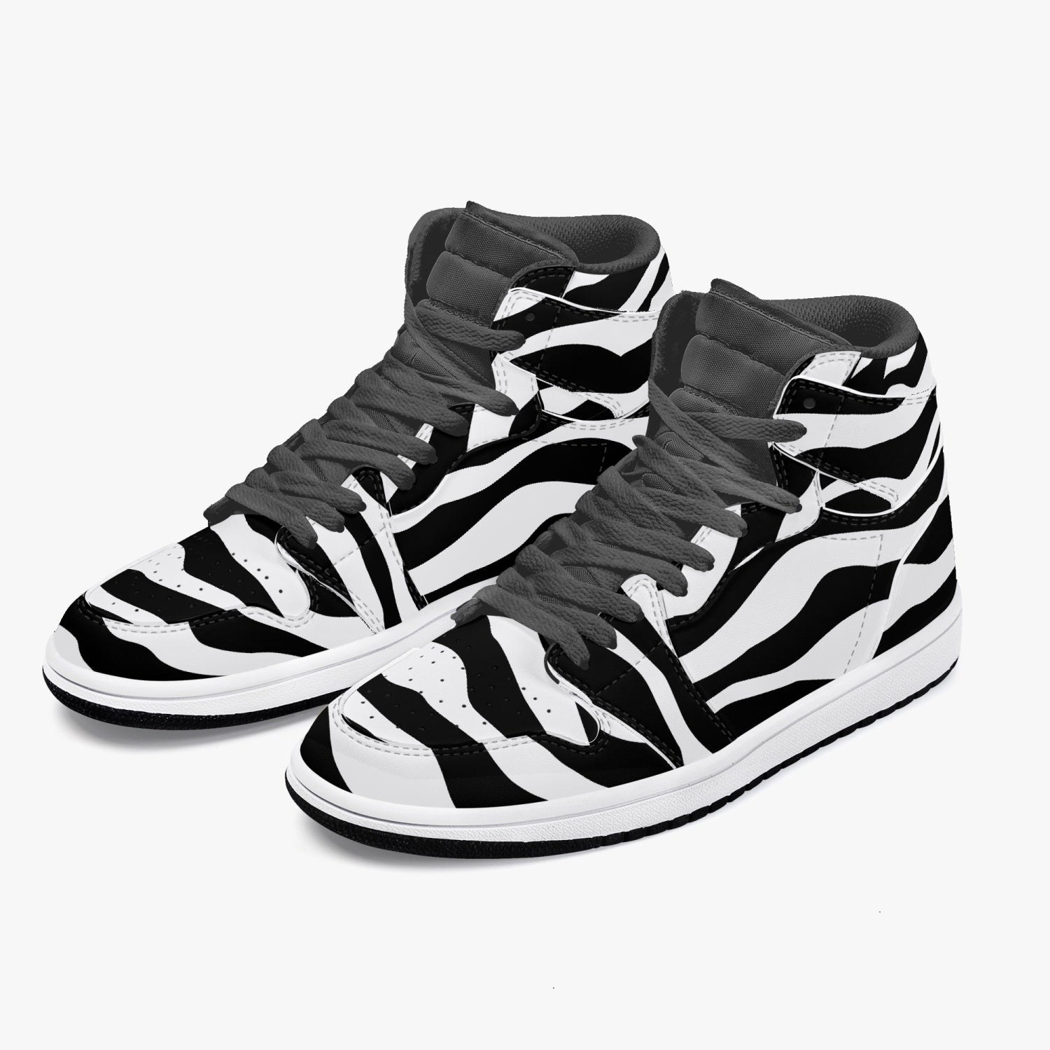 Jacki Easlick Zebra High-Top Leather Sneakers showcasing a stylish zebra print design with a durable leather upper.