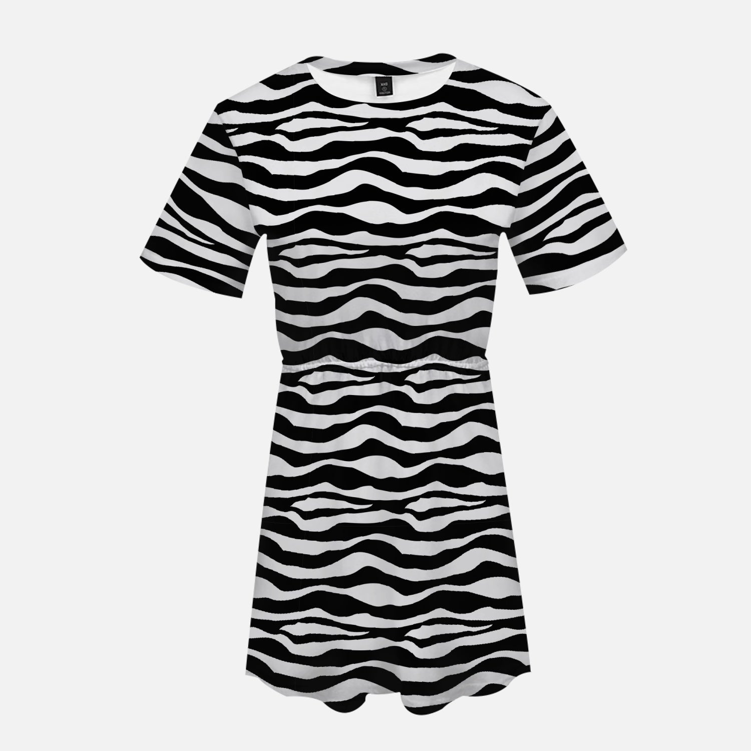 Jacki Easlick Zebra One Piece Dress featuring elegant pleats and a classic round collar, perfect for women.