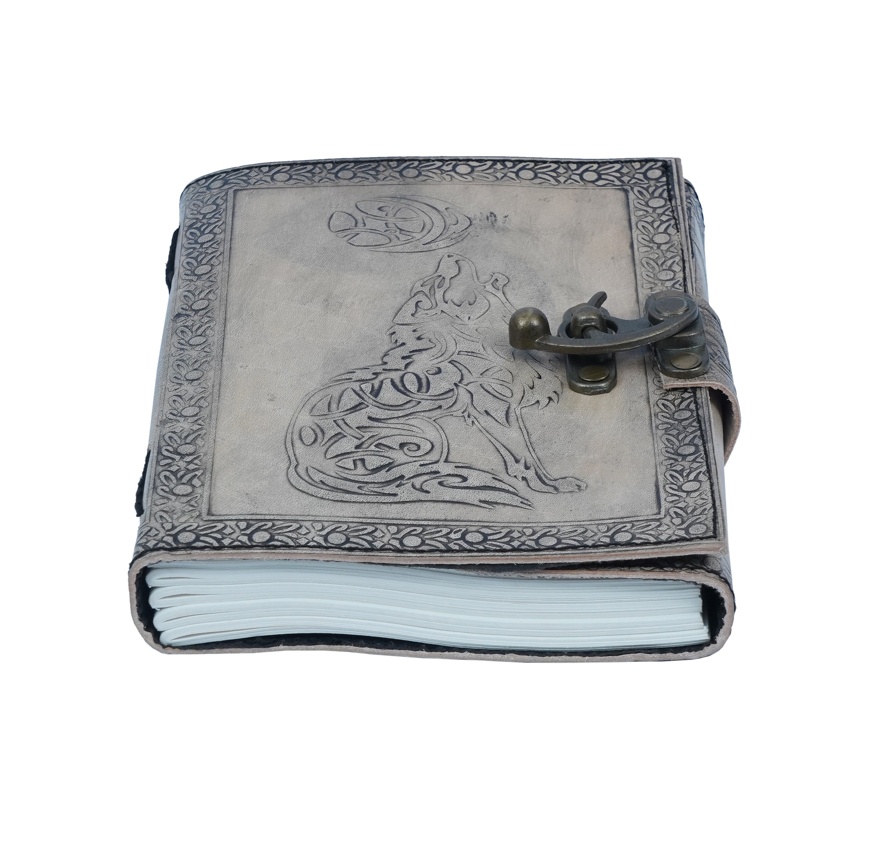 JH-1604 Handmade Leather Journal with a rustic leather cover and high-quality paper inside, perfect for writing and sketching.