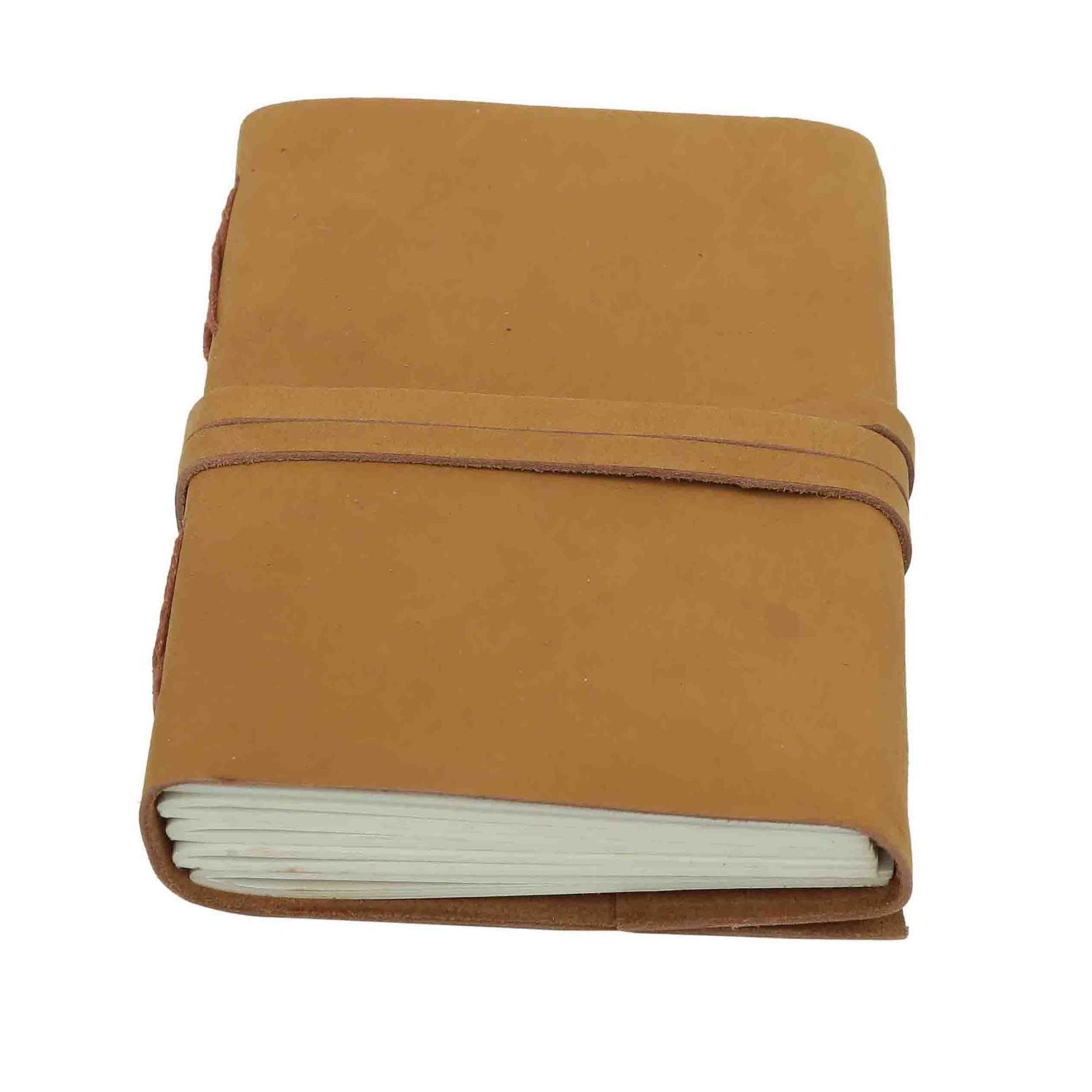 A beautifully crafted JH-1629 Handmade Leather Journal with a rustic leather cover and blank pages, perfect for writing and sketching.