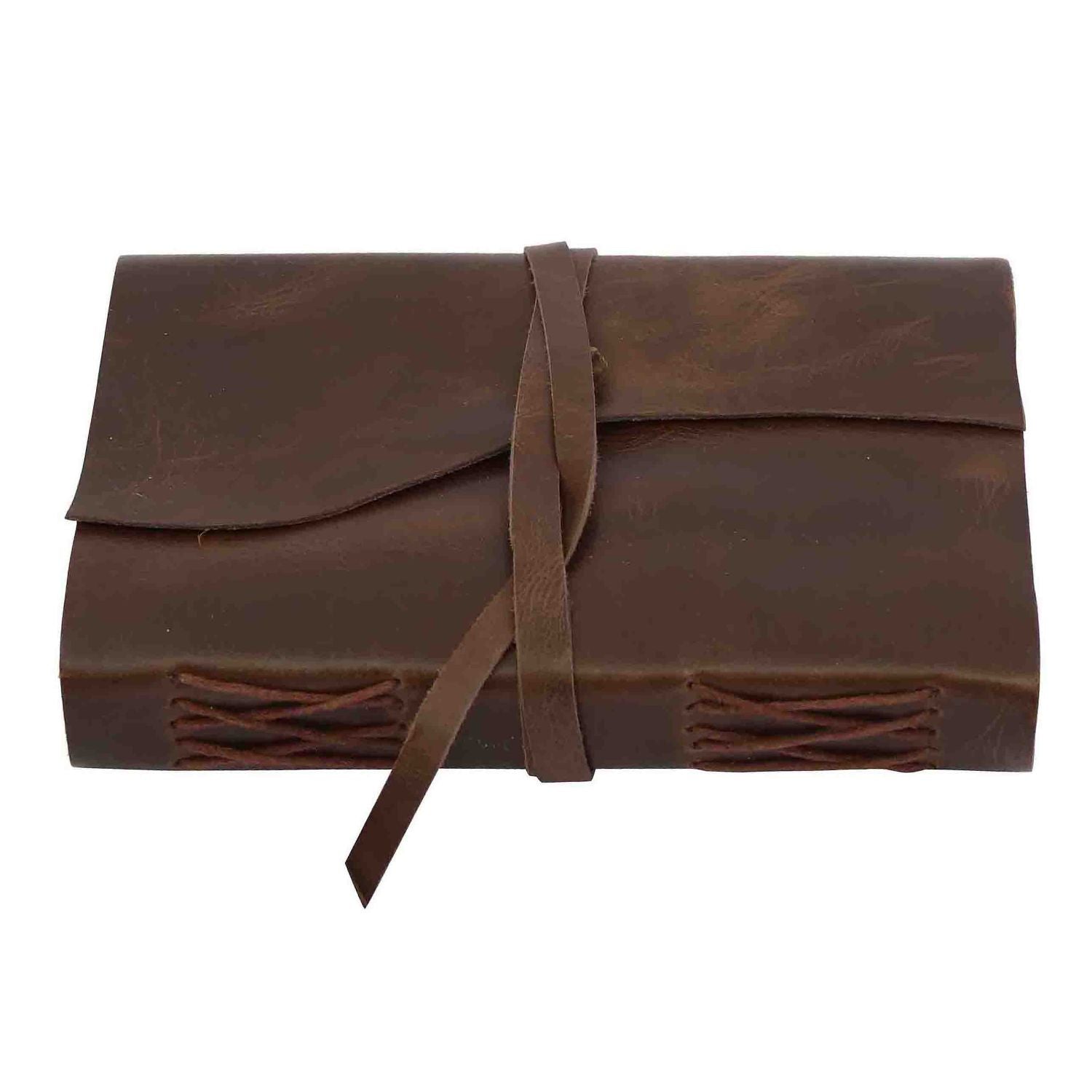 JH-1630 Handmade Leather Journal with a rustic design and soft leather cover, showcasing its unique texture and craftsmanship.