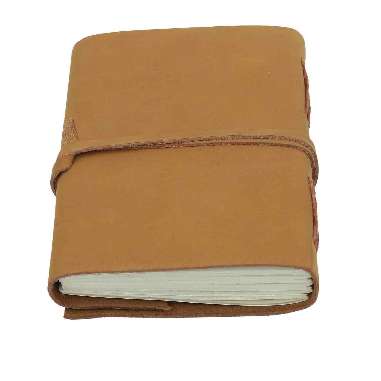 JH-1631 Handmade Leather Journal with intricate stitching and a classic closure, showcasing its unique design and quality craftsmanship.