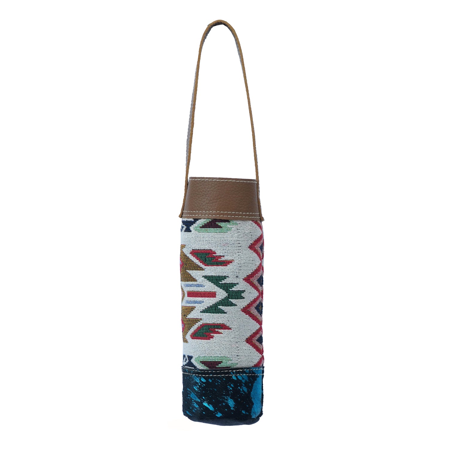 JH-1712 wine bottle cover made of cotton fabric, hairon, and leather, featuring a stylish and festive design.