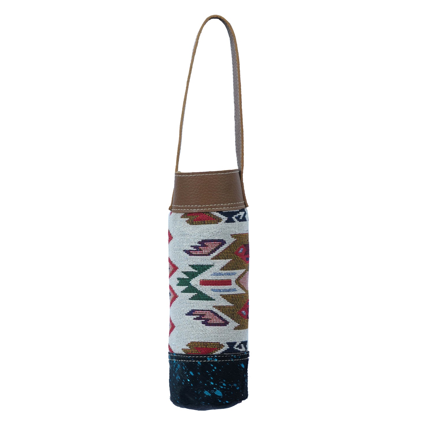 JH-1712 wine bottle cover made of cotton fabric, hairon, and leather, featuring a stylish and festive design.