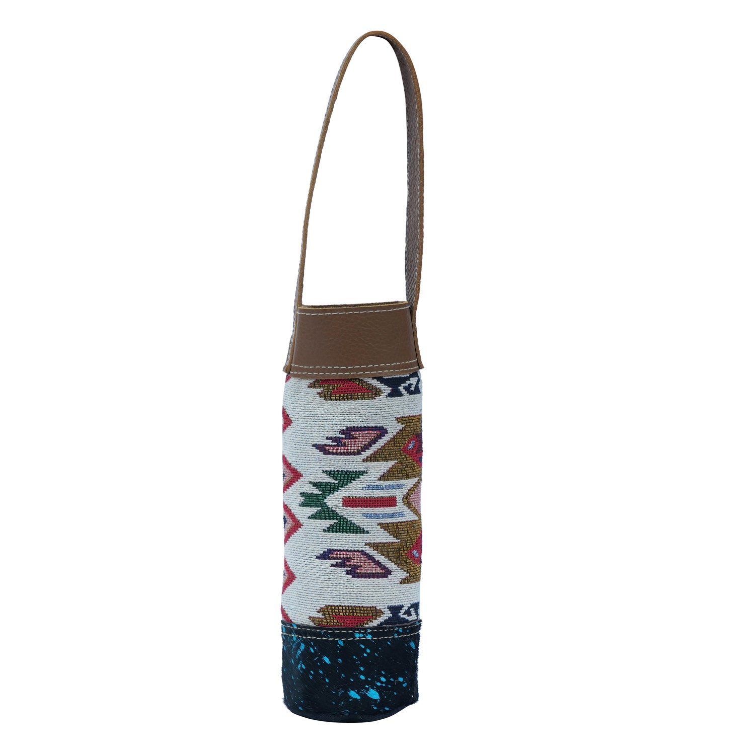 JH-1712 wine bottle cover made of cotton fabric, hairon, and leather, featuring a stylish and festive design.