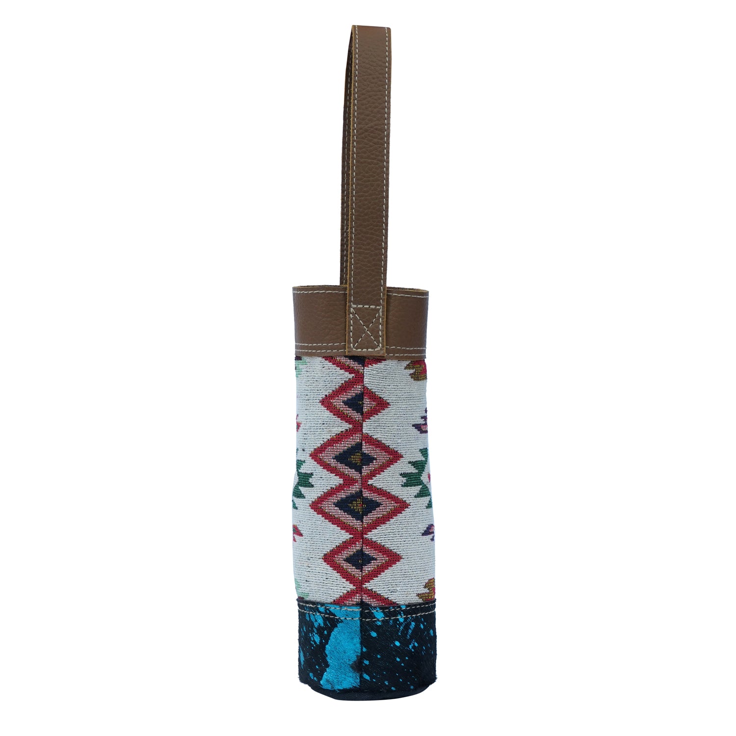 JH-1712 wine bottle cover made of cotton fabric, hairon, and leather, featuring a stylish and festive design.