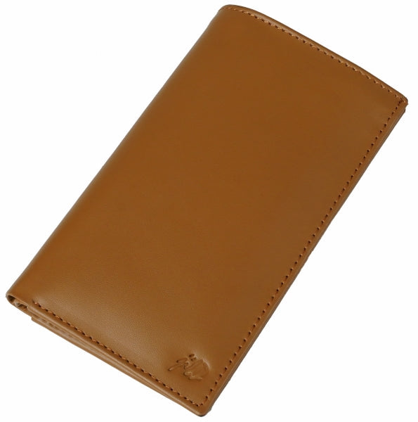 JILD-18 Pockets Leather Long Wallet in Tan Brown showcasing its elegant design and multiple compartments.