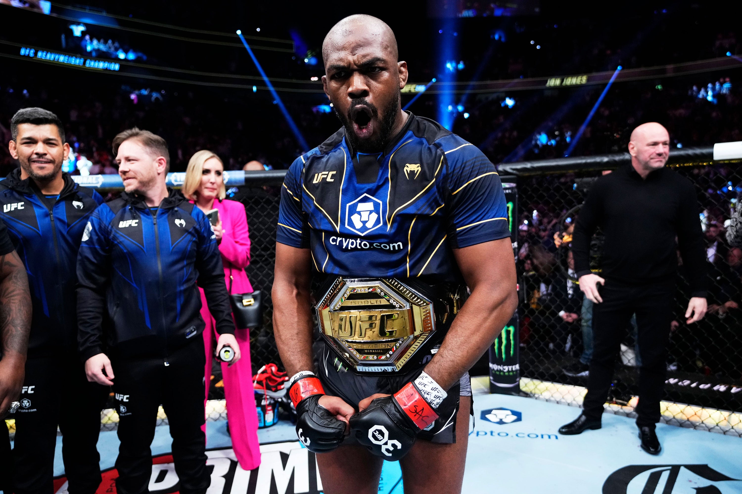 Jon Jones Signed UFC Legacy Championship Replica Belt, showcasing intricate details and Jon Jones' autograph.