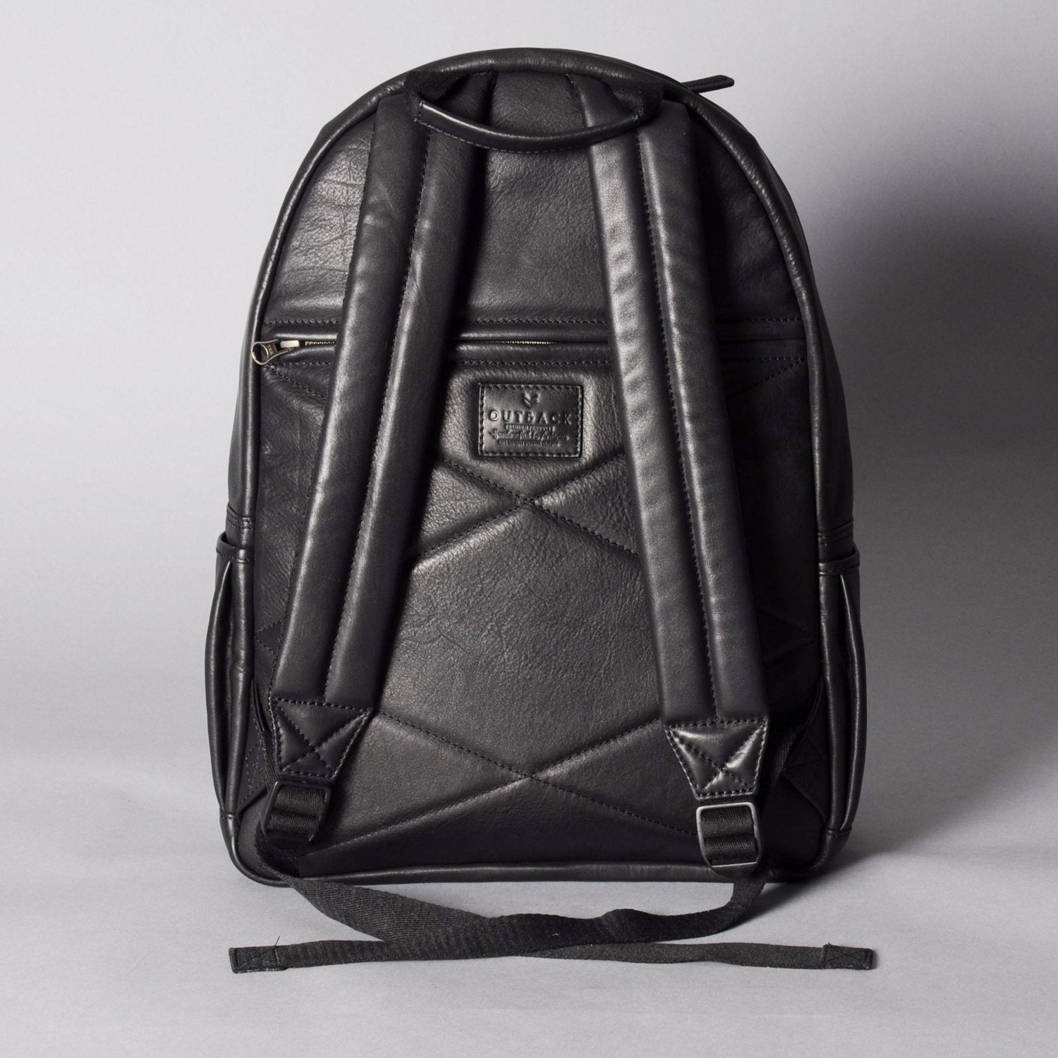 A stylish Journey Leather Backpack made from premium full grain leather, featuring multiple pockets and padded straps for comfort.