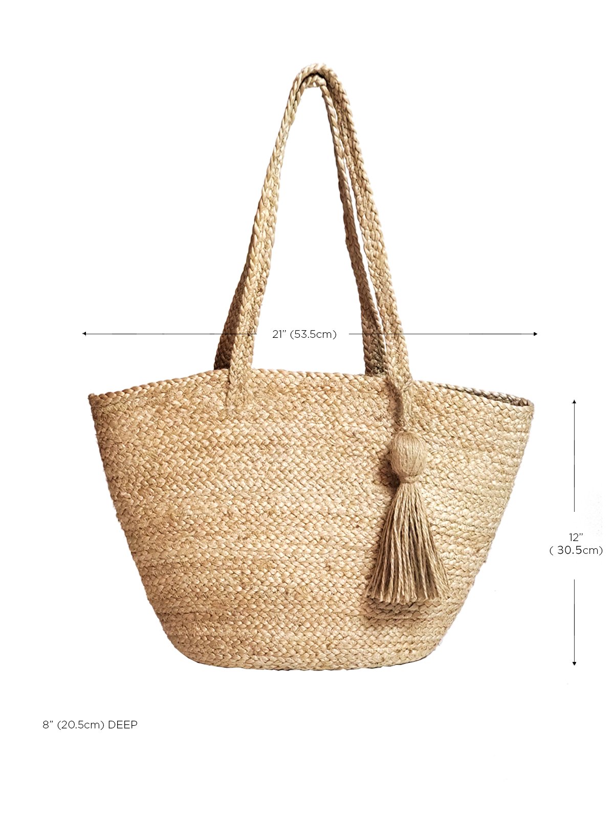 Kata Shoulder Bag made from 100% jute, featuring a spacious design and natural color, handcrafted by Fair Trade artisans.