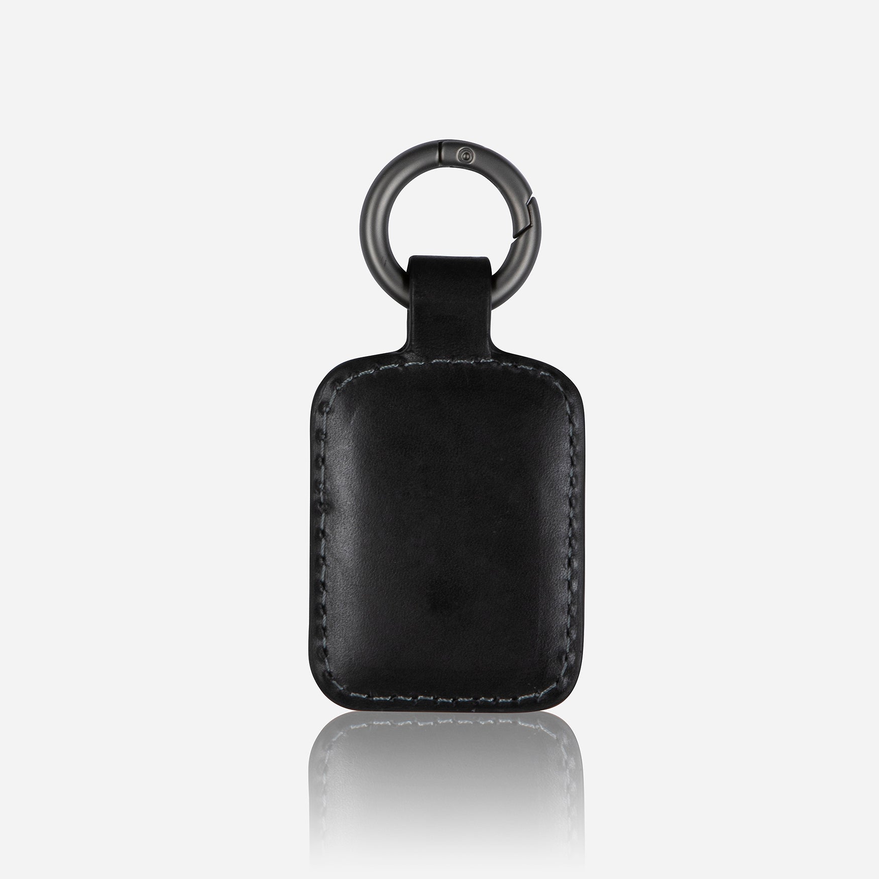 A sleek black keyring with a push ring feature, designed for easy key access and stylish organization.