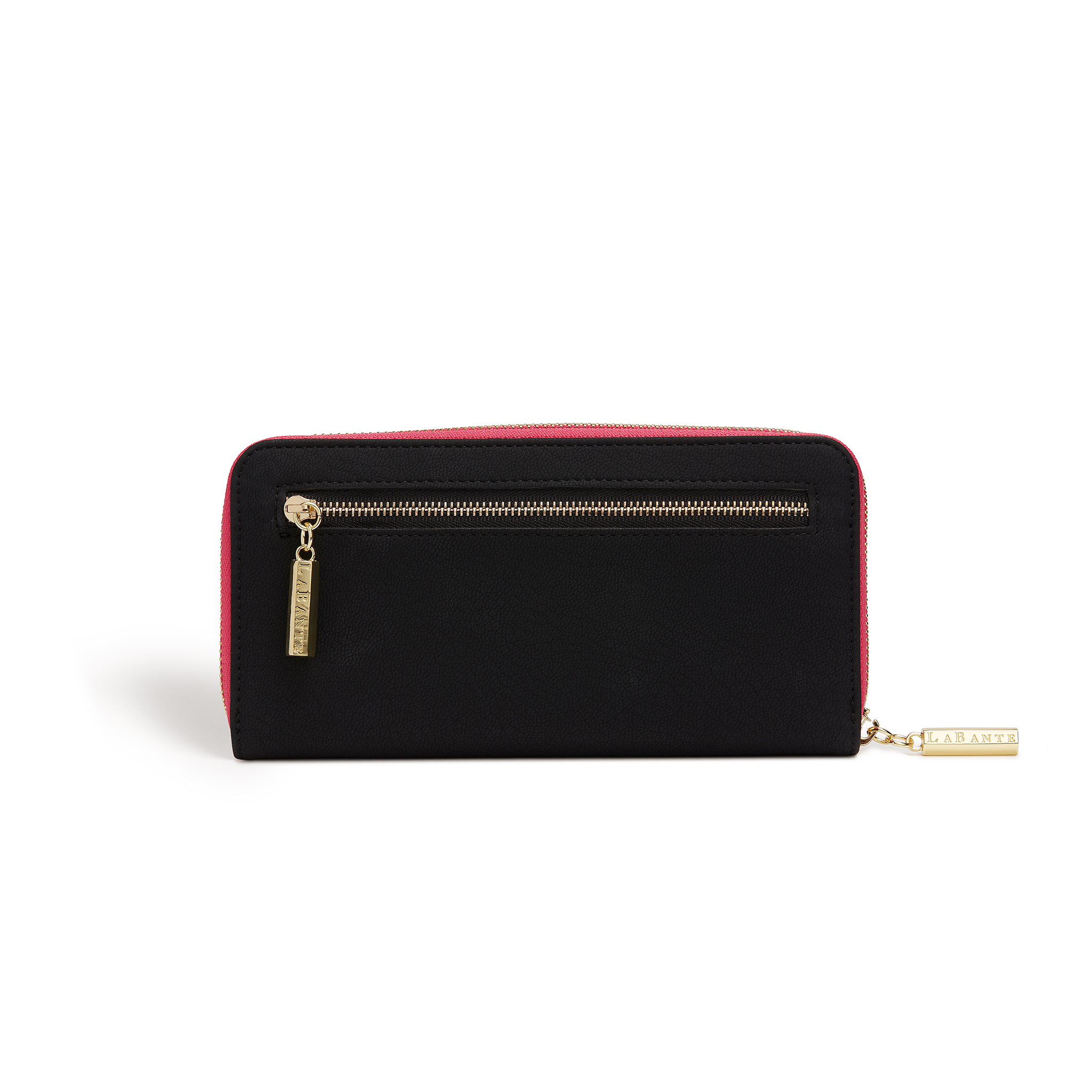 Kindness Black Vegan Two-Tone Wallet featuring soft Napa faux leather, V metal hardware, and multiple compartments.