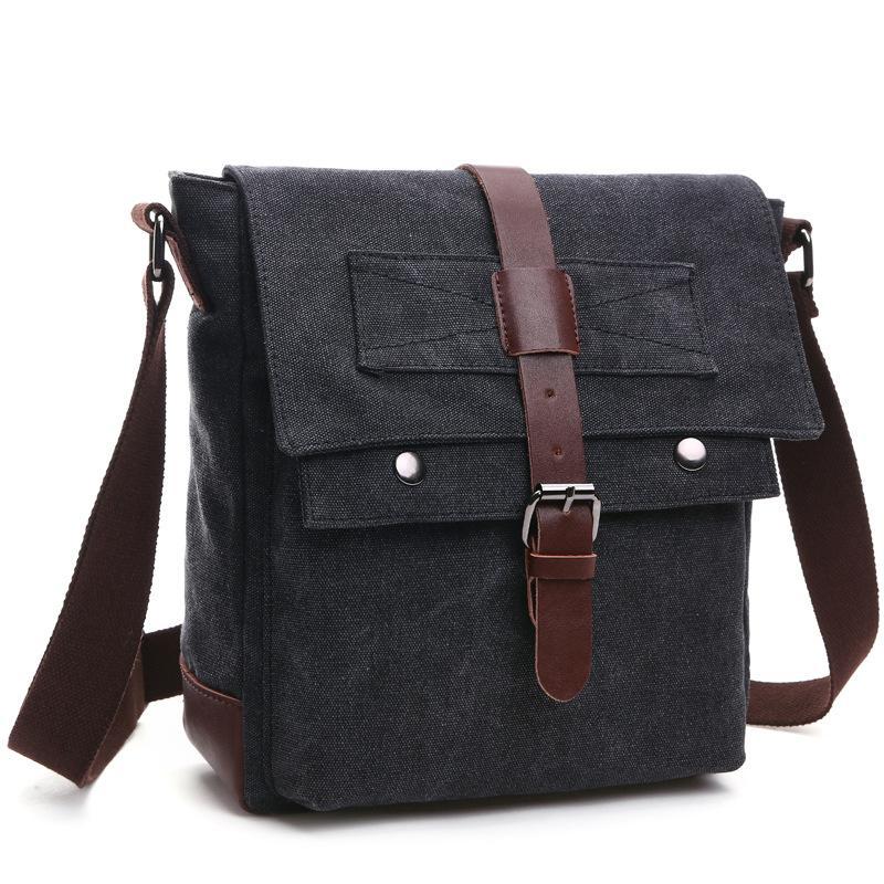 Korean Style Fashion Casual Canvas Messenger Bag in stylish design, featuring multiple compartments and durable canvas material.