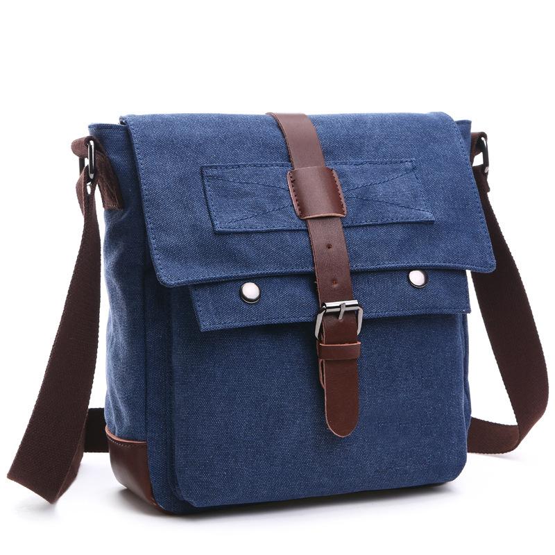 Korean Style Fashion Casual Canvas Messenger Bag in stylish design, featuring multiple compartments and durable canvas material.