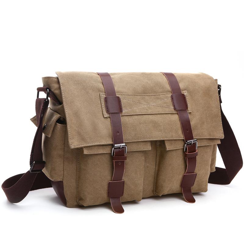 Korean Style Fashion Casual Canvas Messenger Bag in stylish design, featuring multiple compartments and durable canvas material.