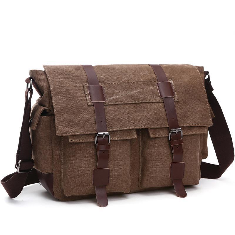 Korean Style Fashion Casual Canvas Messenger Bag in stylish design, featuring multiple compartments and durable canvas material.