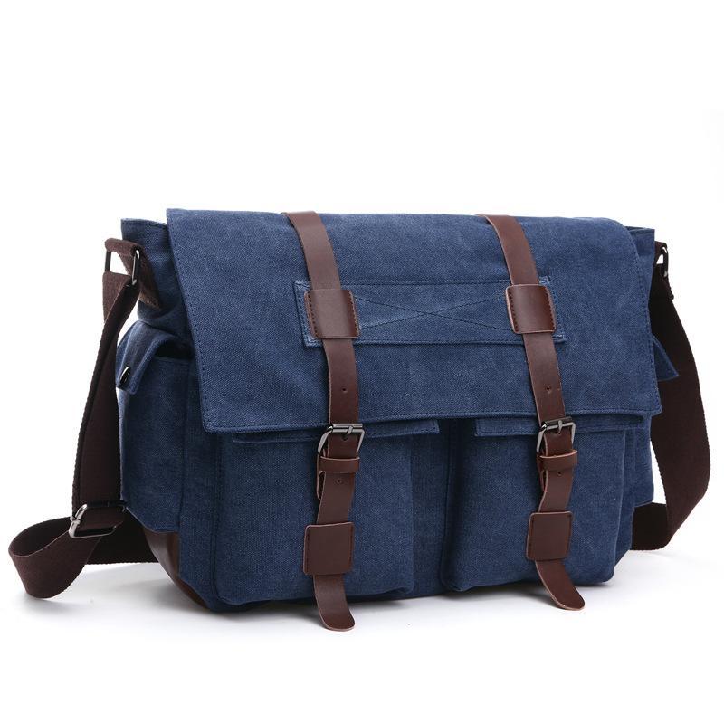 Korean Style Fashion Casual Canvas Messenger Bag in stylish design, featuring multiple compartments and durable canvas material.