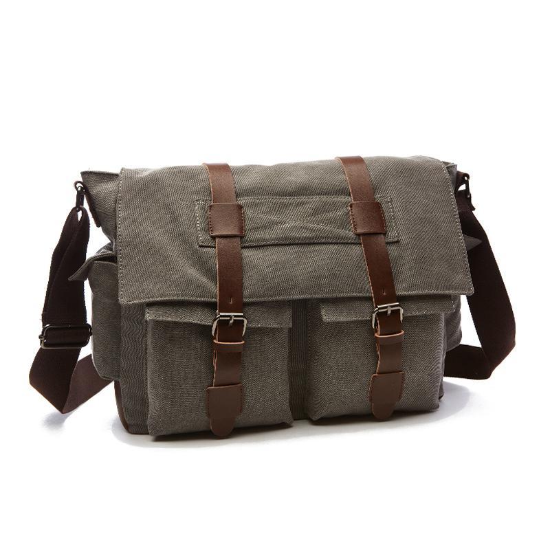 Korean Style Fashion Casual Canvas Messenger Bag in stylish design, featuring multiple compartments and durable canvas material.