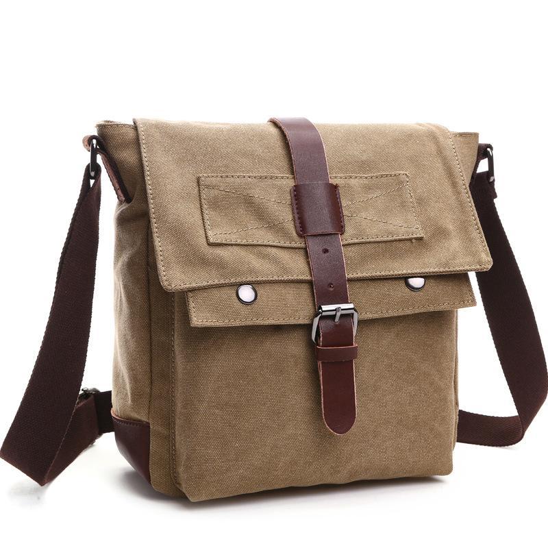 Korean Style Fashion Casual Canvas Messenger Bag in stylish design, featuring multiple compartments and durable canvas material.