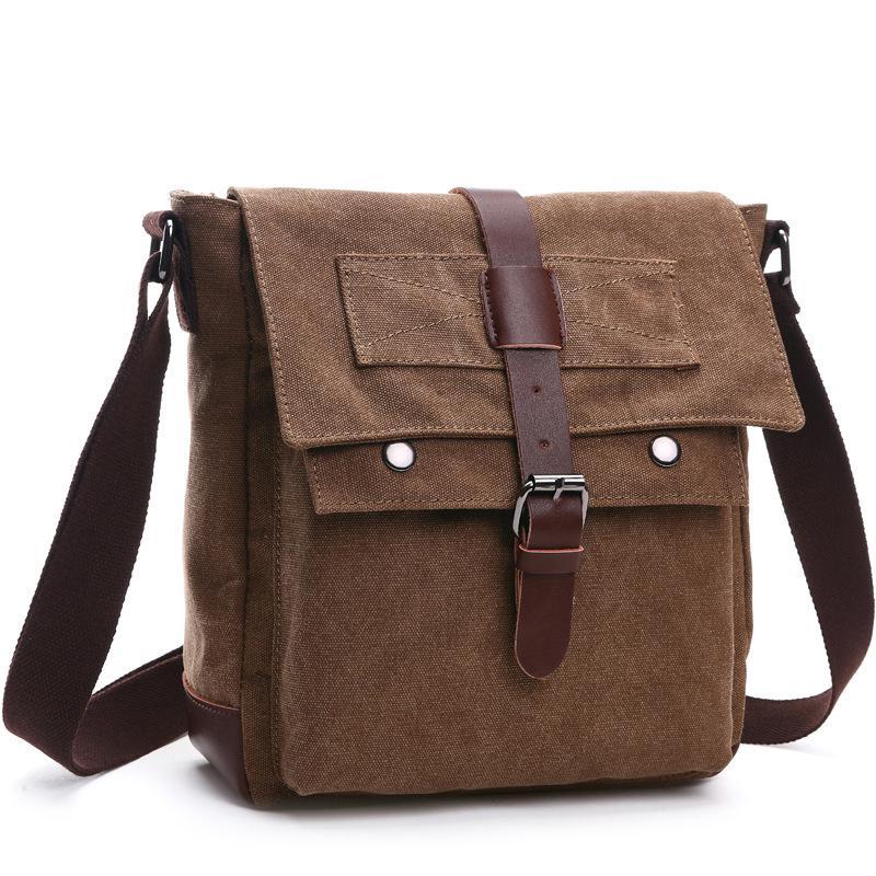 Korean Style Fashion Casual Canvas Messenger Bag in stylish design, featuring multiple compartments and durable canvas material.