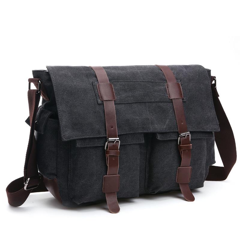 Korean Style Fashion Casual Canvas Messenger Bag in stylish design, featuring multiple compartments and durable canvas material.