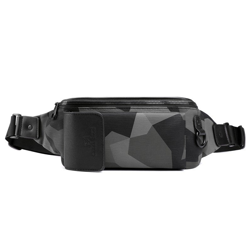 Korean Style Men's Casual Waist Bag made of durable canvas, featuring a zipper opening and a mobile phone compartment, ideal for everyday use.