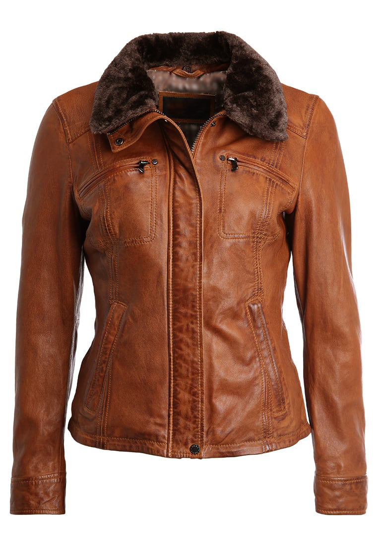 Koza Leathers Women's Real Lambskin Leather Bomber Jacket KW253, showcasing its sleek design and high-quality leather material.