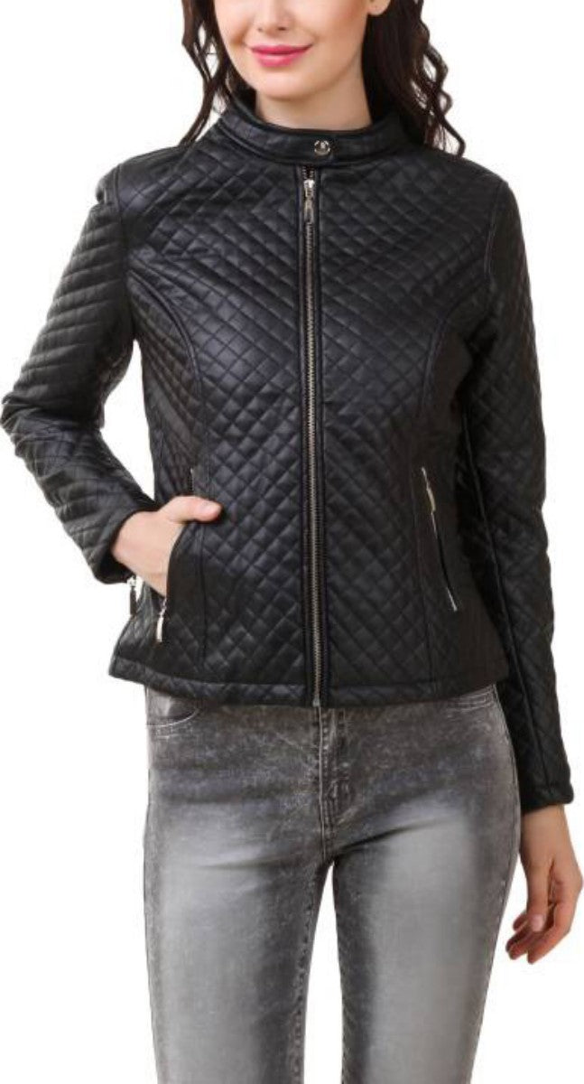 Koza Leathers Women's Real Lambskin Leather Bomber Jacket KW385 featuring a sleek design and high-quality leather finish.