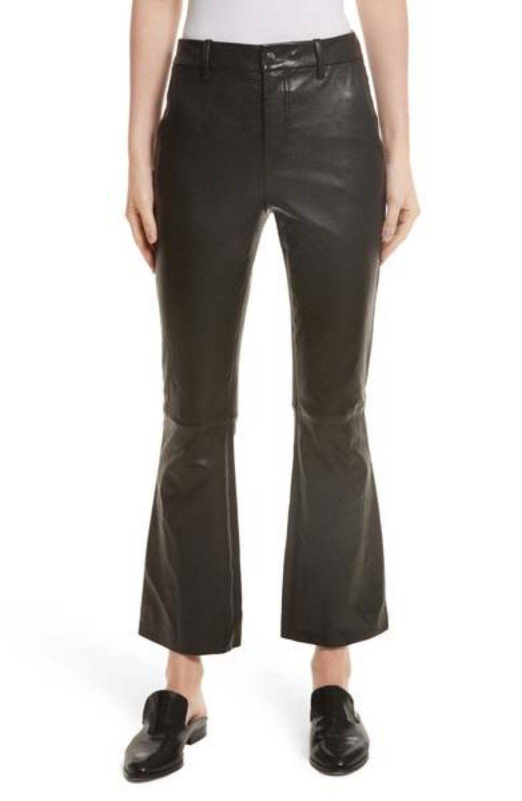 Koza Leathers Women's Real Lambskin Leather Capri Pant WP021, showcasing soft lambskin leather with a stylish fit and pockets.