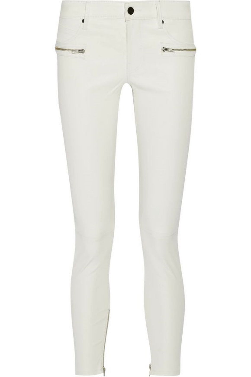 Koza Leathers Women's Real Lambskin Leather Skinny Pant WP093 displayed on a mannequin, showcasing its sleek design and high-quality lambskin leather.