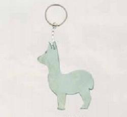 A colorful and unique llama keychain featuring various patterns, perfect for easy key identification.