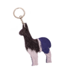 A colorful and unique llama keychain featuring various patterns, perfect for easy key identification.