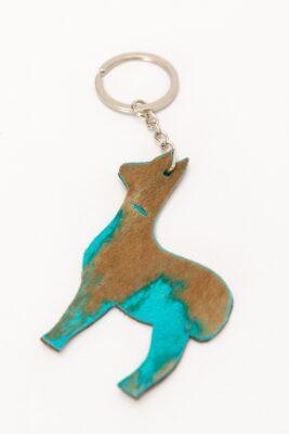 A colorful and unique llama keychain featuring various patterns, perfect for easy key identification.