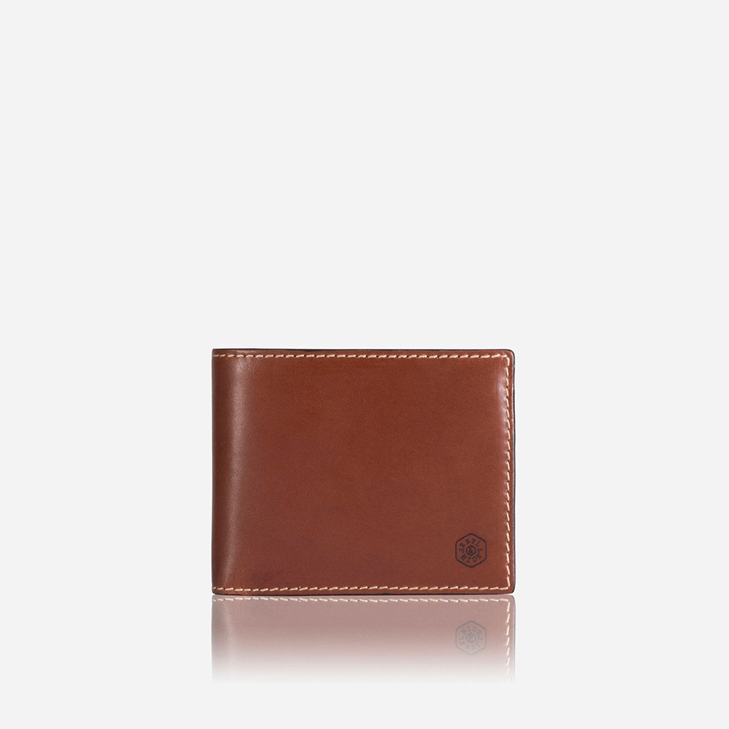 Large bifold wallet in clay color with zipped note compartment and coin pouch, showcasing its stylish design and functionality.