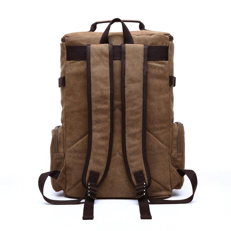 Large canvas shoulder casual backpack in a stylish design, featuring multiple pockets and a spacious interior, suitable for unisex use.