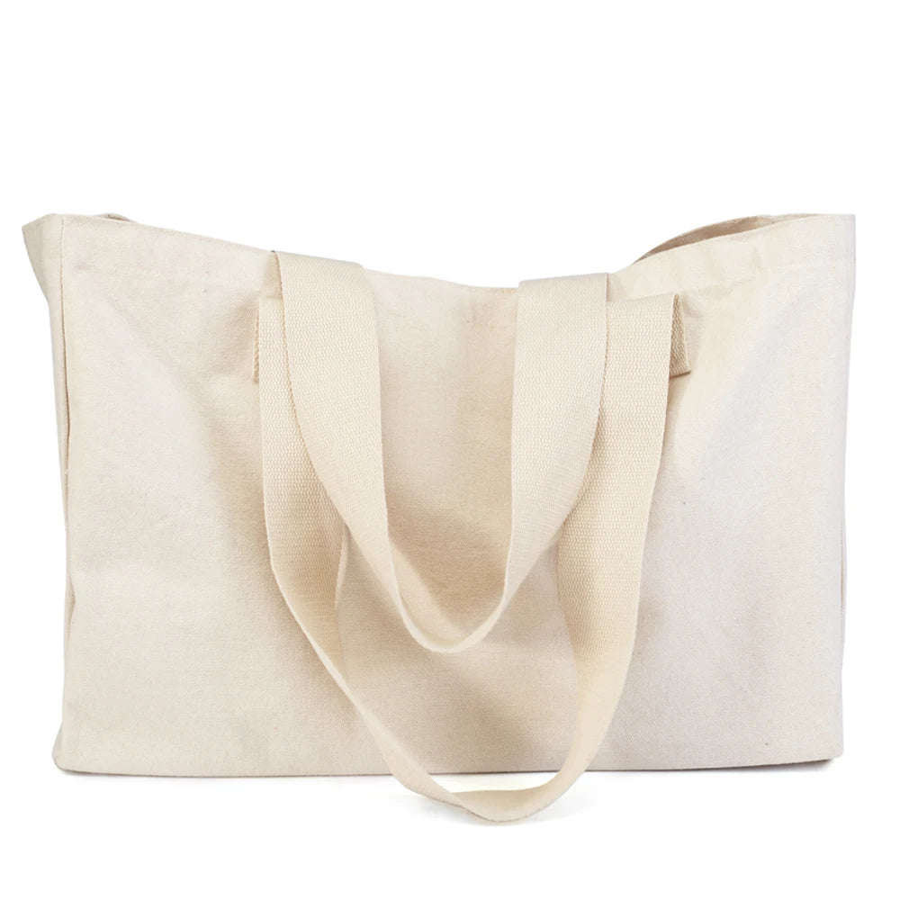 Large Capacity Canvas Tote bag in solid color with two handles, perfect for everyday use.