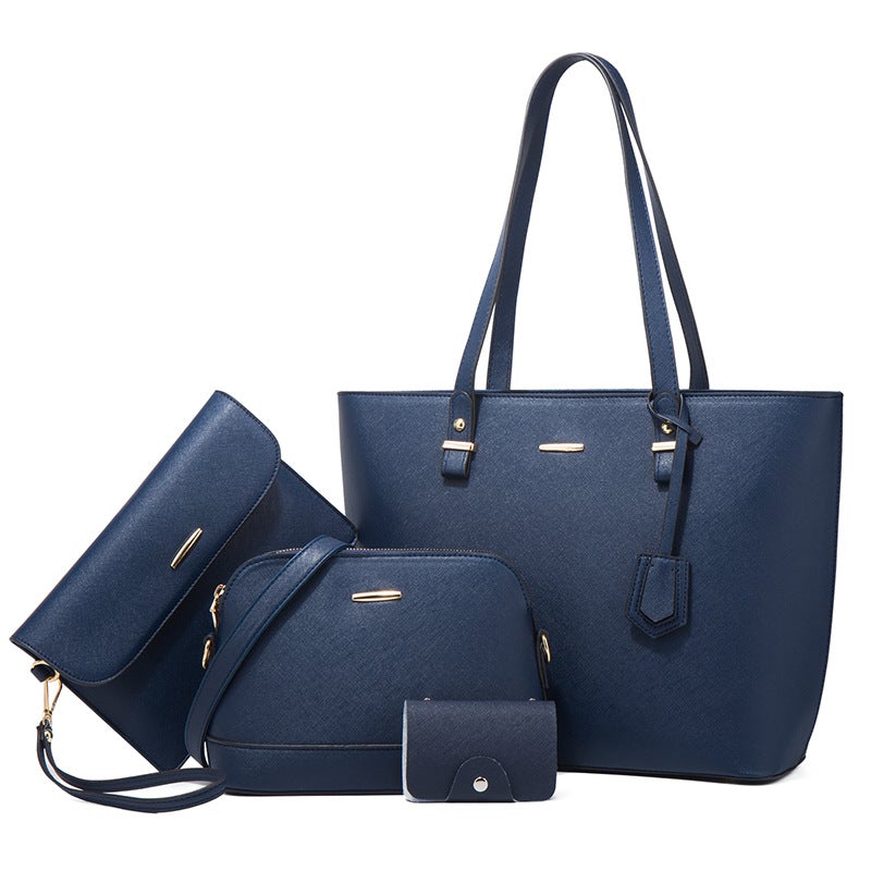 Large Capacity Fashion Four-Piece Handbag Suit featuring four stylish bags in various sizes, made from durable PU material.